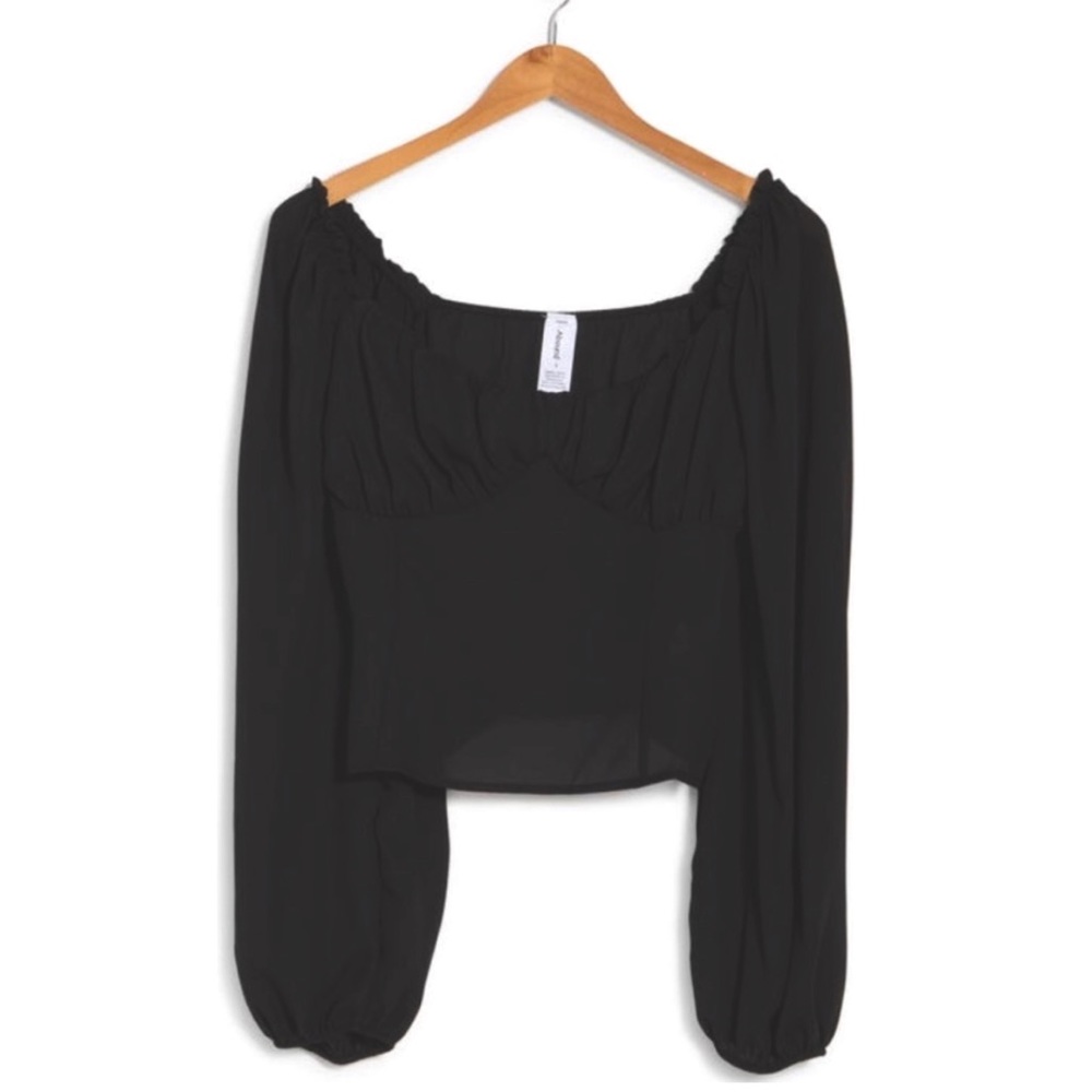 NWT Black cropped bustier long sleeve top